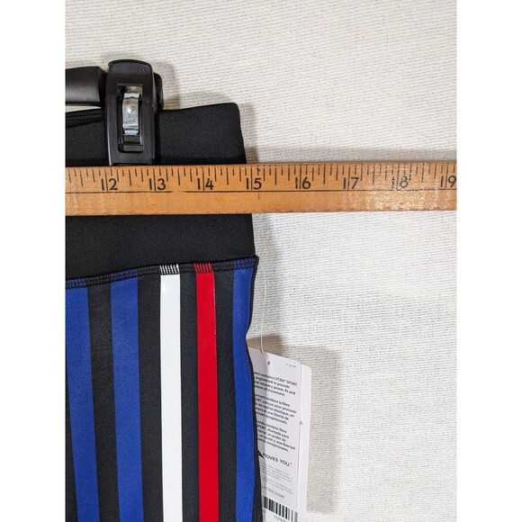 NWT Athleta Women’s Leggings Sketch Sonar Black Strip 7/8 Red White Blue Size M - Picture 10 of 16